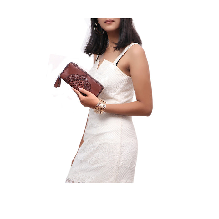 Hidesign BELLE STAR W4 DOUBLE ZIP AROUND WALLET Brown