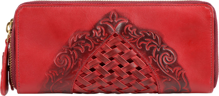 Hidesign BELLE STAR W4 DOUBLE ZIP AROUND WALLET Red