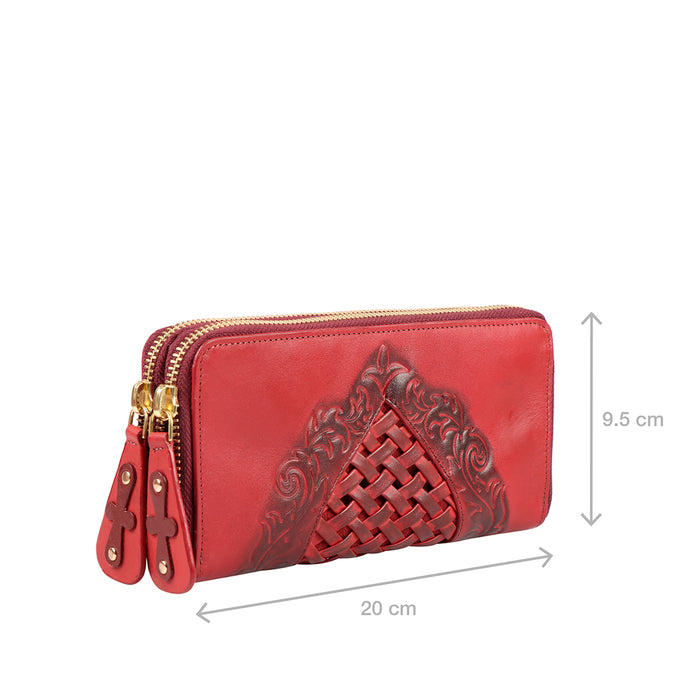 Hidesign BELLE STAR W4 DOUBLE ZIP AROUND WALLET Red