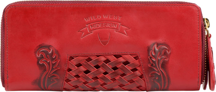 Hidesign BELLE STAR W4 DOUBLE ZIP AROUND WALLET Red