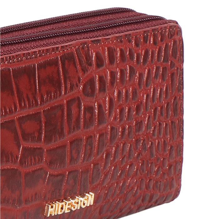 Hidesign EE ANGARA W3-M DOUBLE ZIP AROUND WALLET Red
