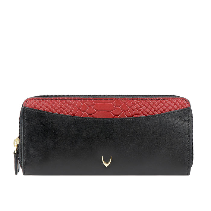 hidesign EE LILAC W1 DOUBLE ZIP AROUND WALLET Black