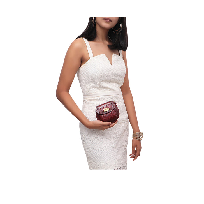 Hidesign CROCO W2 ZIP AROUND WALLET Red