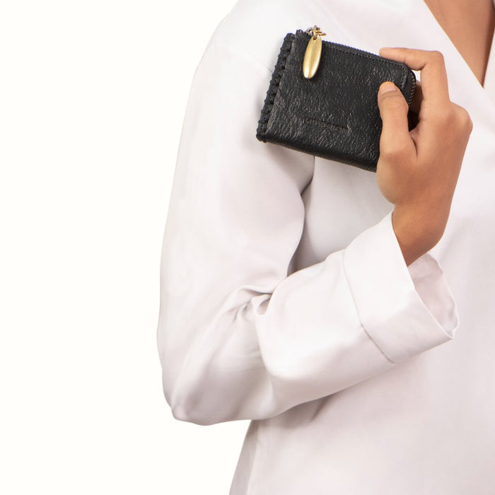 Hidesign FLOURISH W3 CARD HOLDER Black