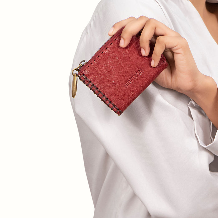 Hidesign FLOURISH W3 CARD HOLDER Red