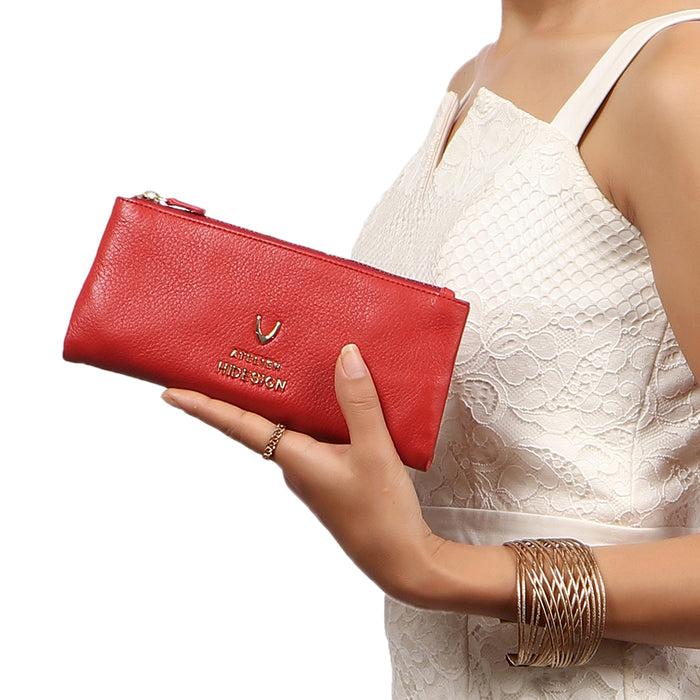 Hidesign HERA W3 LONG BI-FOLD WALLET Red