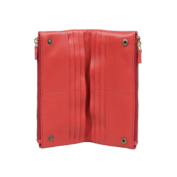 Hidesign HERA W3 LONG BI-FOLD WALLET Red