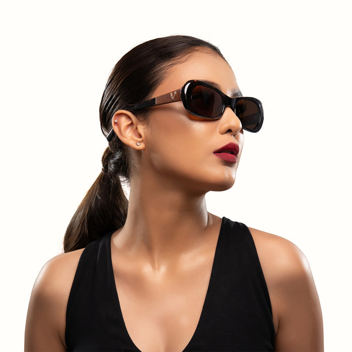 Hidesign HYDRA RETRO OVAL SUNGLASS Brown