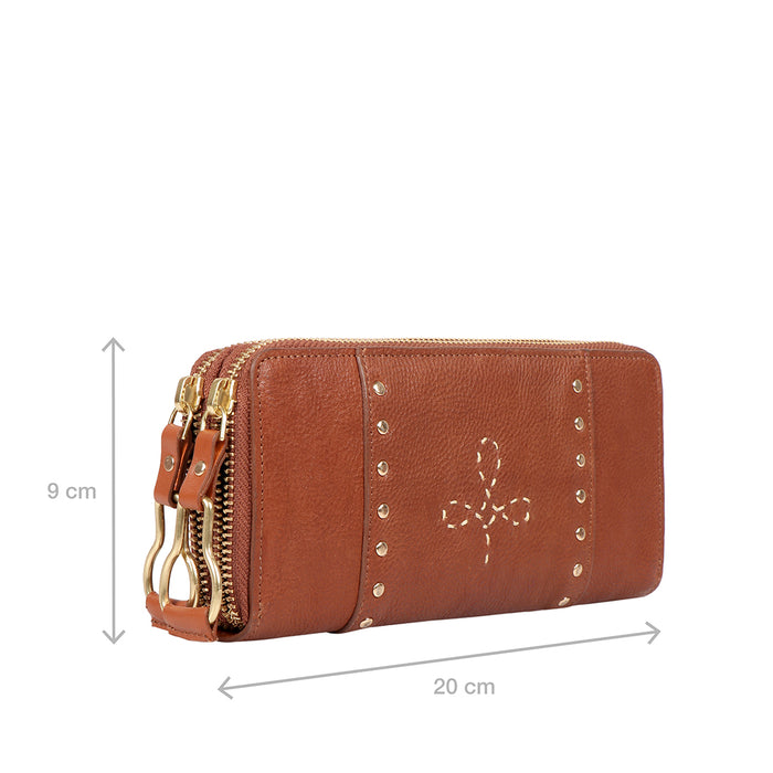 Hidesign WILD ROSE W2 DOUBLE ZIP AROUND WALLET Tan