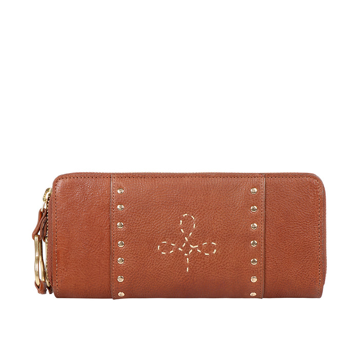 hidesign WILD ROSE W2 DOUBLE ZIP AROUND WALLET Tan