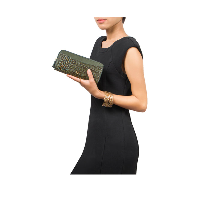 Hidesign LILAC W1 SB DOUBLE ZIP AROUND WALLET Green