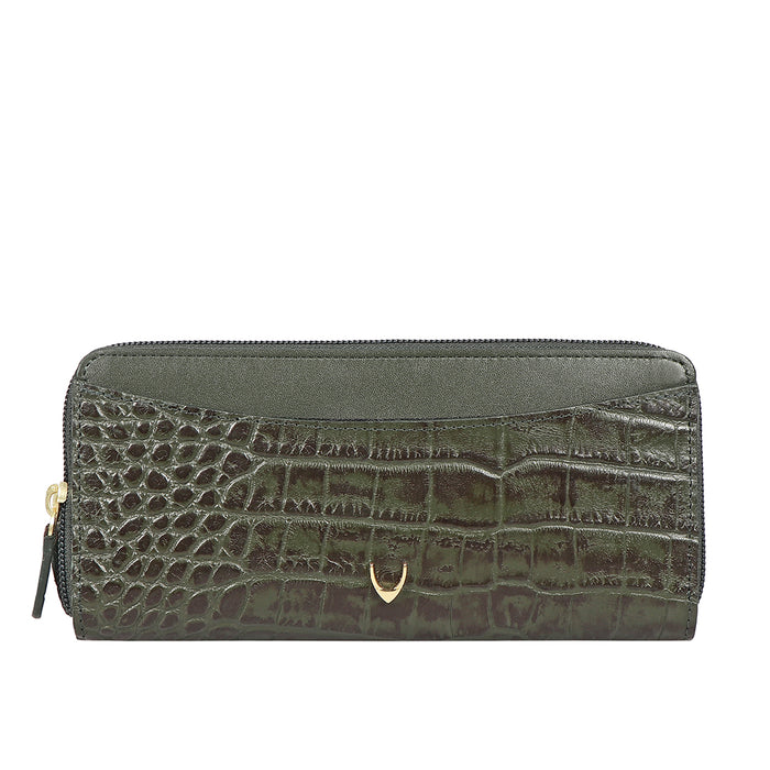 hidesign LILAC W1 SB DOUBLE ZIP AROUND WALLET Green