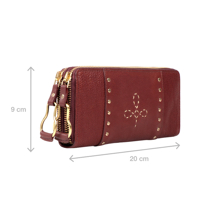 Hidesign WILD ROSE W2 DOUBLE ZIP AROUND WALLET Marsala