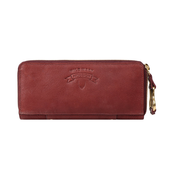 Hidesign WILD ROSE W2 DOUBLE ZIP AROUND WALLET Marsala