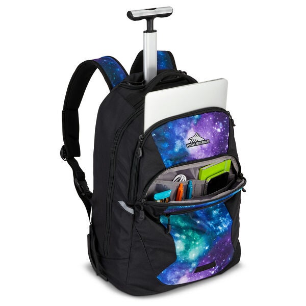 high Sierra All Around Wheeled Backpack Space Race Blue