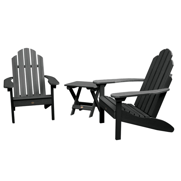 Highwood USA 2 Classic Westport Adirondack Chairs With Folding Side Table