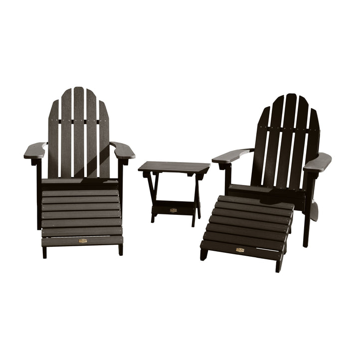 Highwood USA 2 Essential Adirondack Chairs Folding Table & 2 Ottomans