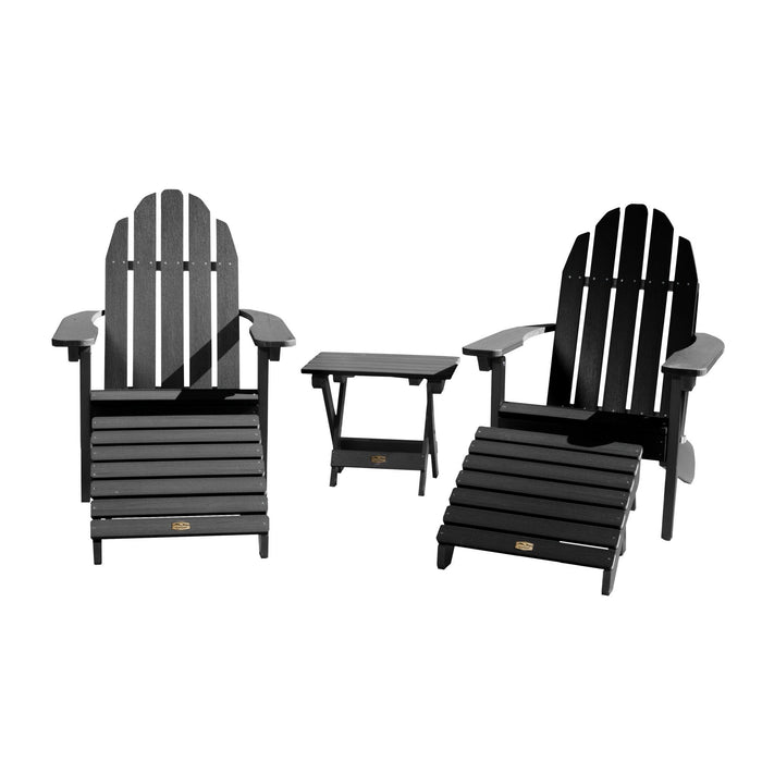 Highwood USA 2 Essential Adirondack Chairs Folding Table & 2 Ottomans
