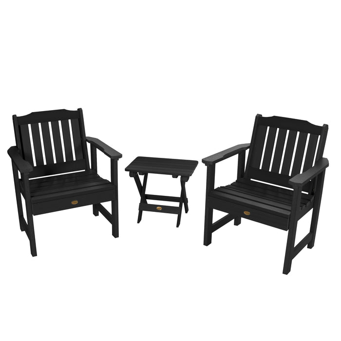 Highwood USA 2 Lehigh Garden Chairs With Folding Adirondack Side Table
