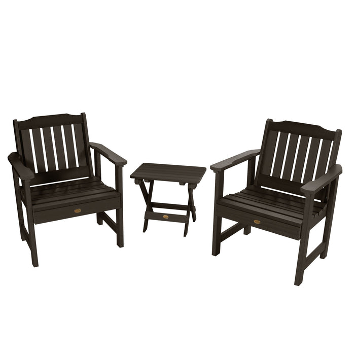 Highwood USA 2 Lehigh Garden Chairs with Folding Adirondack Side Table