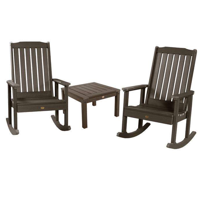 Highwood USA 2 Lehigh Rocking Chairs with Adirondack Side Table
