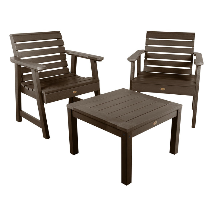 Highwood USA 2 Weatherly Garden Chairs with Square Side Table