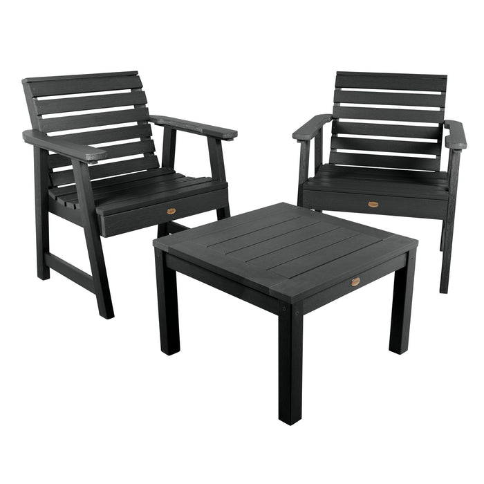 Highwood USA 2 Weatherly Garden Chairs With Square Side Table