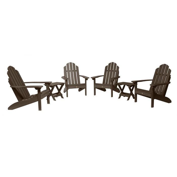 Highwood USA 4 Classic Westport Adirondack Chairs with 2 Folding Side Tables