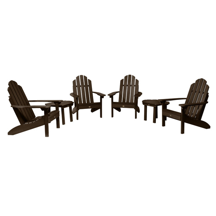 Highwood USA 4 Classic Westport Adirondack Chairs with 2 Side Tables