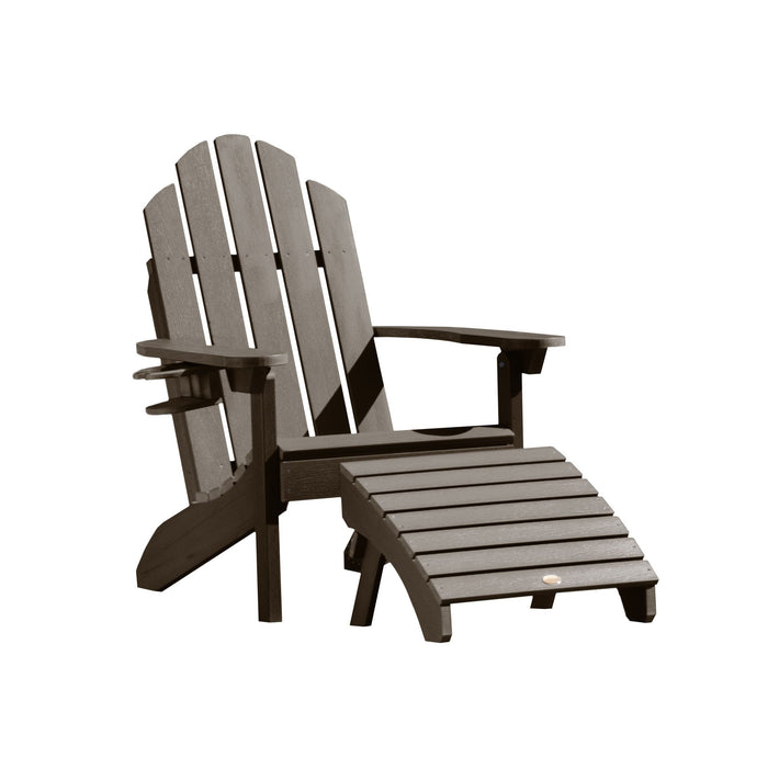 Highwood USA Classic Westport Adirondack Chair with Cup Holder & Folding Adirondack Ottoman