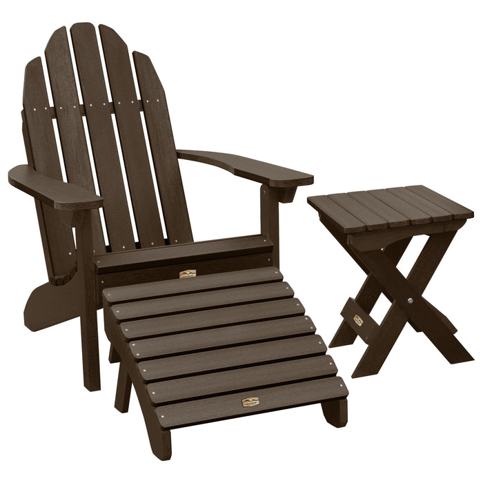 Highwood USA Essential Adirondack Chair With Ottoman & Folding Side Table