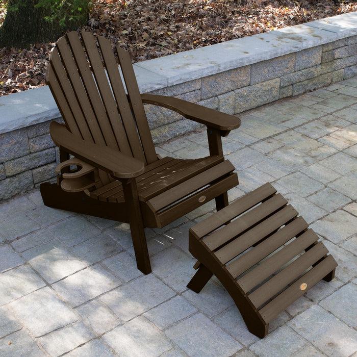 Highwood USA Hamilton Adirondack Chair With Ottoman & Cup Holder