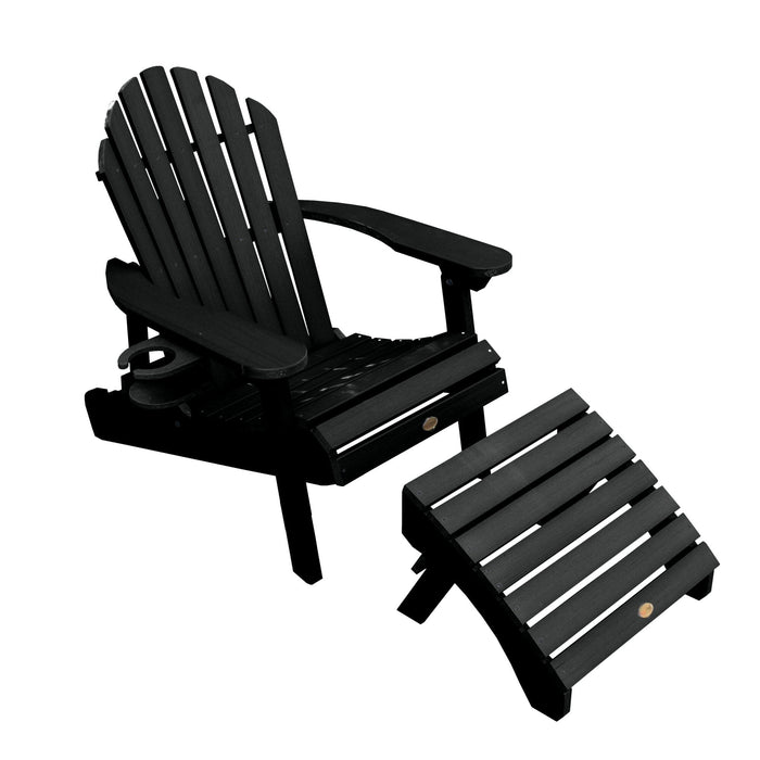 Highwood USA Hamilton Adirondack Chair With Ottoman & Cup Holder