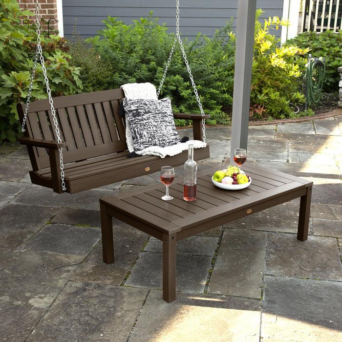 Highwood USA Lehigh Porch Swing 4ft And Adirondack Coffee Table