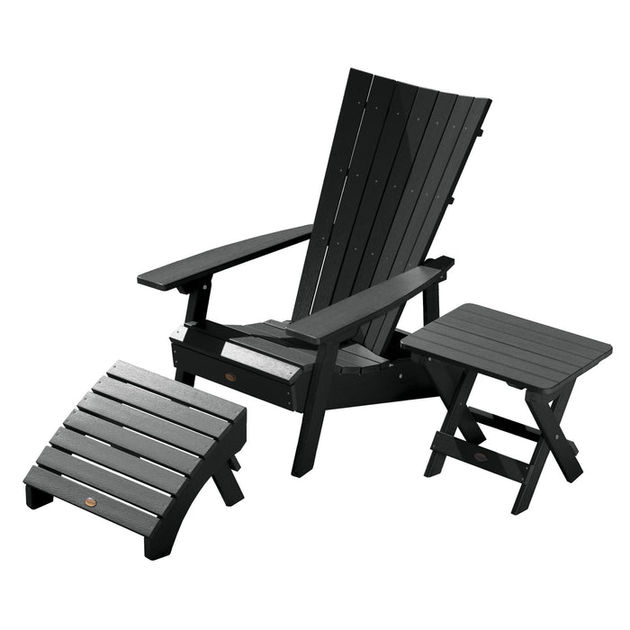 Highwood USA Manhattan Beach Adirondack Chair With Folding Adirondack Side Table And Ottoman