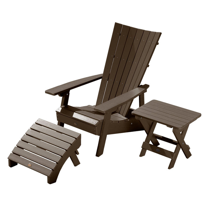 Highwood USA Manhattan Beach Adirondack Chair with Folding Adirondack Side Table and Ottoman