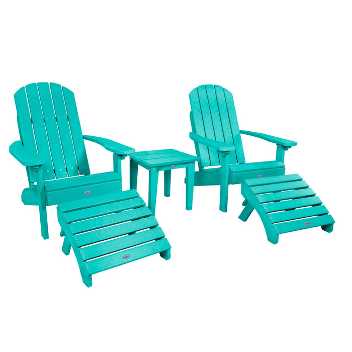 Highwood USA Two Cape Classic Adirondack Chairs Side Table And Ottoman 5 Pc Set