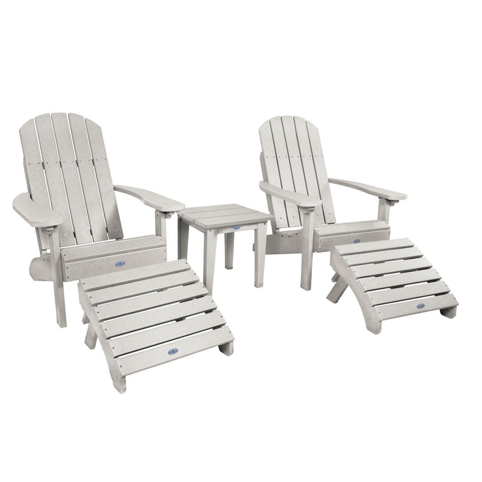 Highwood USA Two Cape Classic Adirondack Chairs Side Table and Ottoman 5 pc Set