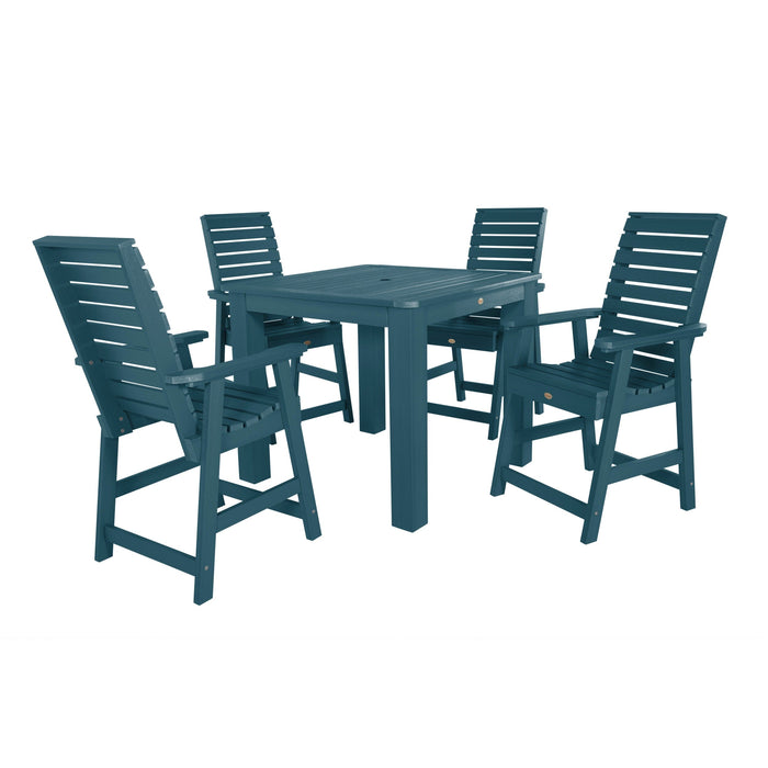 Highwood USA Weatherly 5pc Square Dining Set 42in X 42in- Counter Height