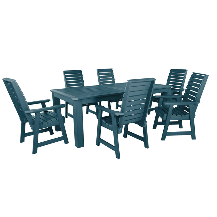 Highwood USA Weatherly 7pc Outdoor Dining Set 42” X 84” - Dining Height