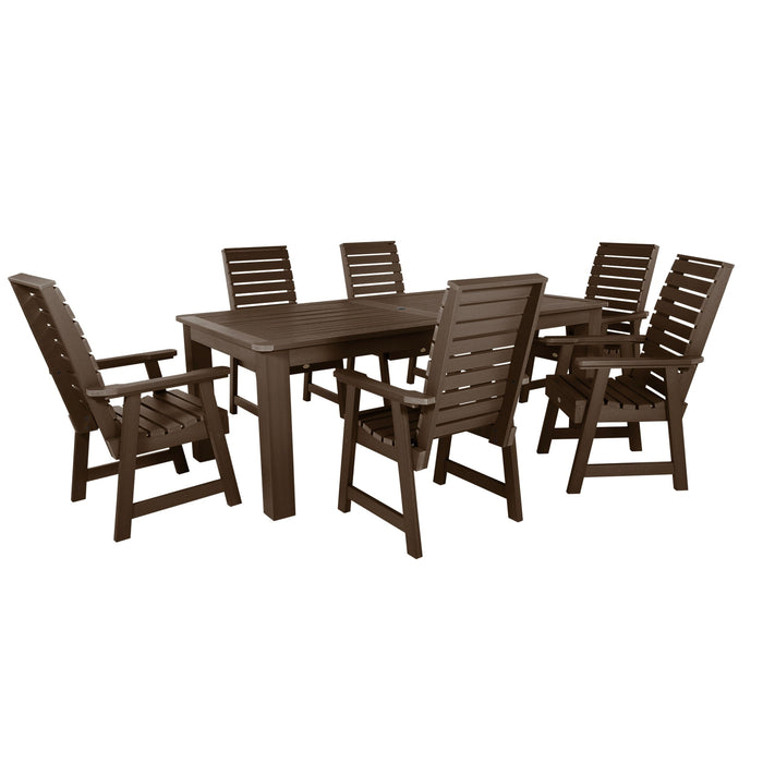 Highwood USA Weatherly 7pc Outdoor Dining Set 42” x 84” - Dining Height