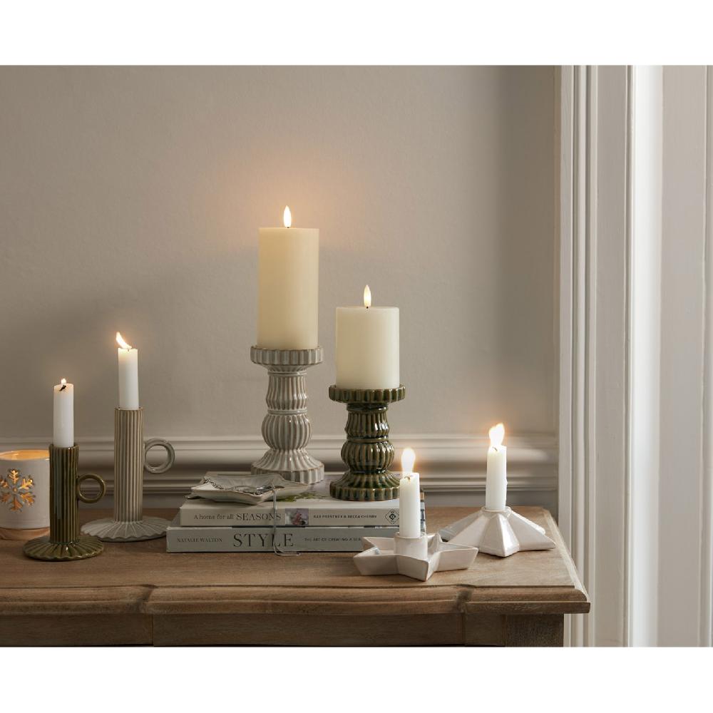 Hill Interiors Alora Ceramic Taper Candle Holder With Handle