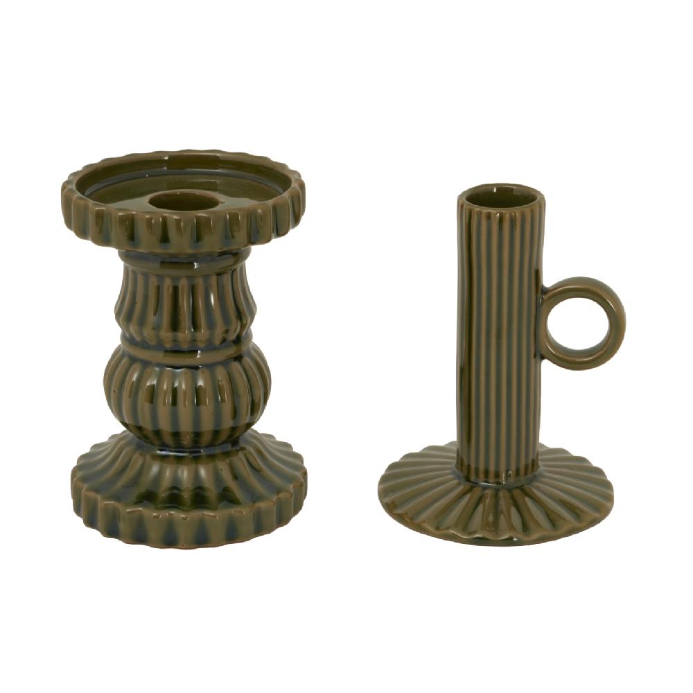 hill interiors Alora Olive Ceramic Pillar Candle Holder