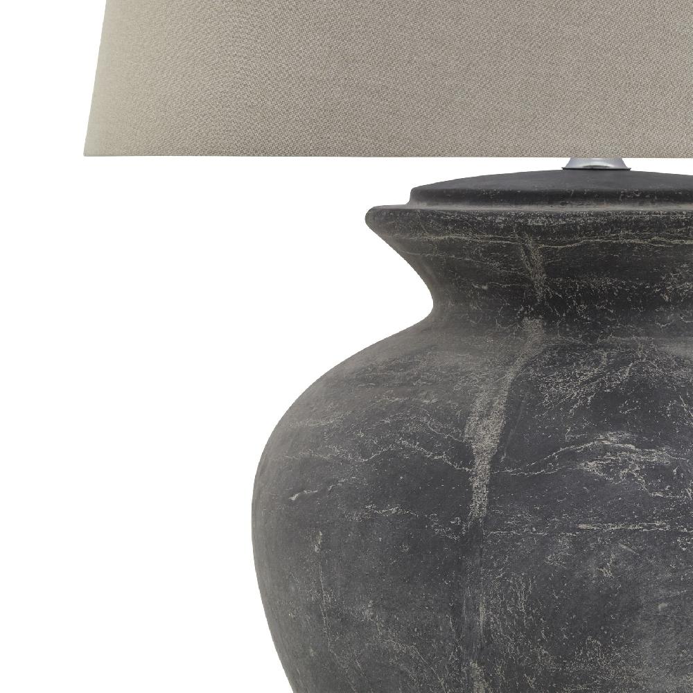 hill interiors Amalfi Grey Round Table Lamp With Linen Shade