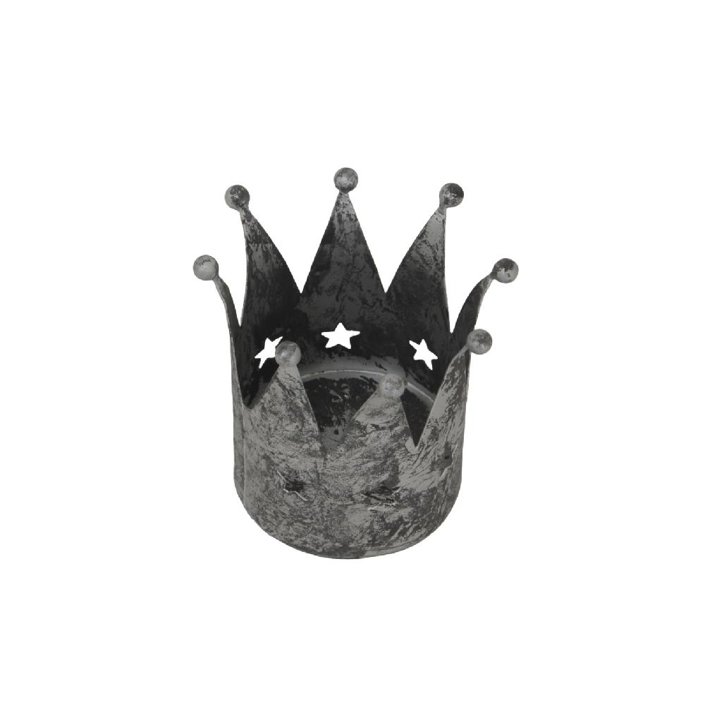 hill interiors Antique Silver Crown Tealight Holder