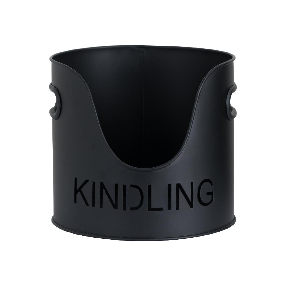 Hill Interiors Black Finish Logs And Kindling Buckets & Matchstick Holder