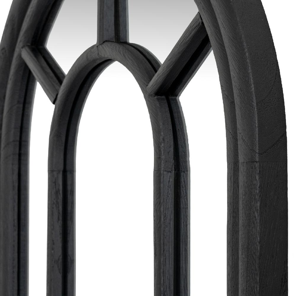 hill interiors Black Wood Tall Arched Window Mirror