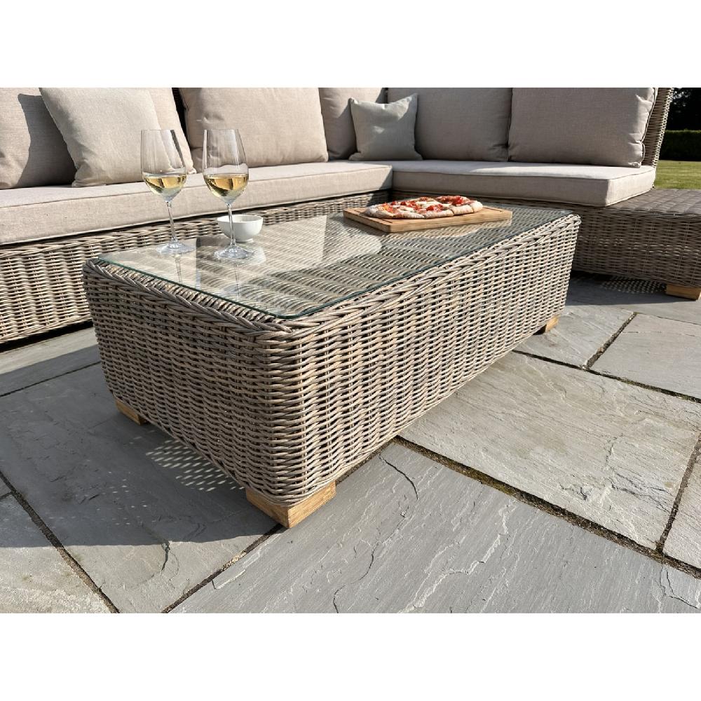 hill interiors Capri Collection Outdoor Large Corner And Coffee Table Set