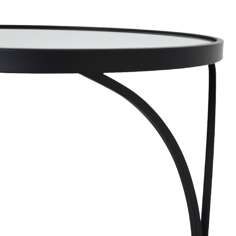 Hill Interiors Concaved Set Of Two Black Mirrored Side Tables