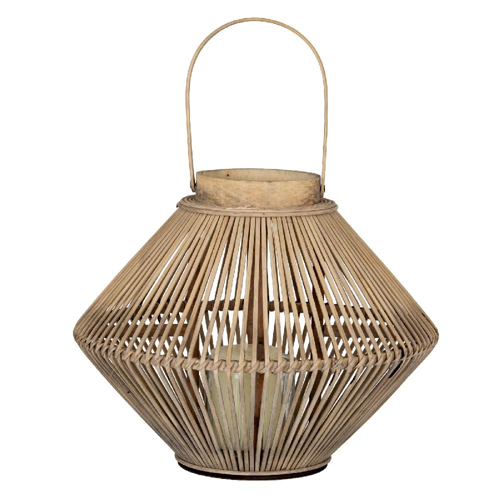 hill interiors Cone Wicker Lantern With Glass Holder